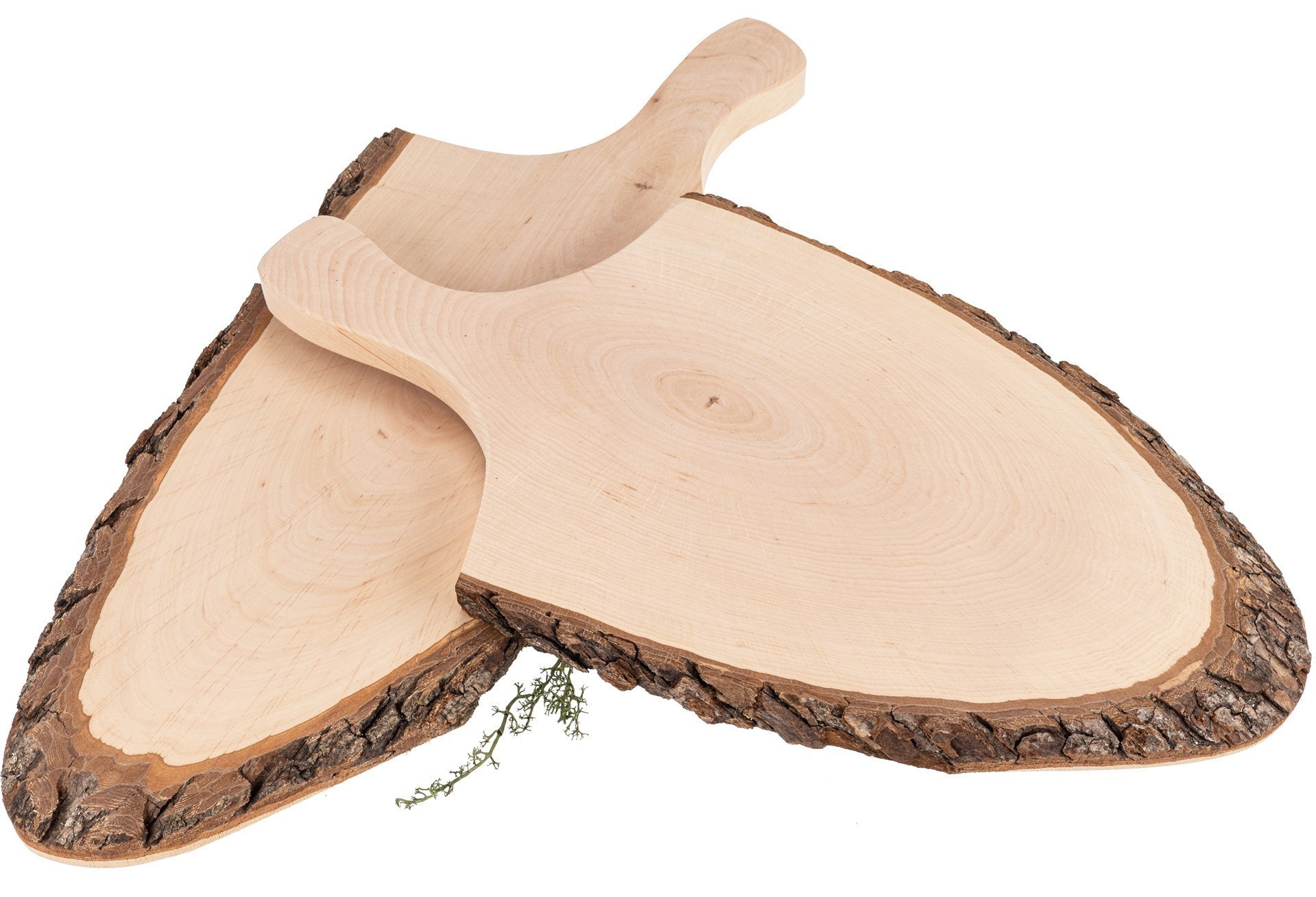 Servierbrett mit Griff & Rinde aus FSC® Erlenholz ca. 32 - 36 x 2 cm lackiert