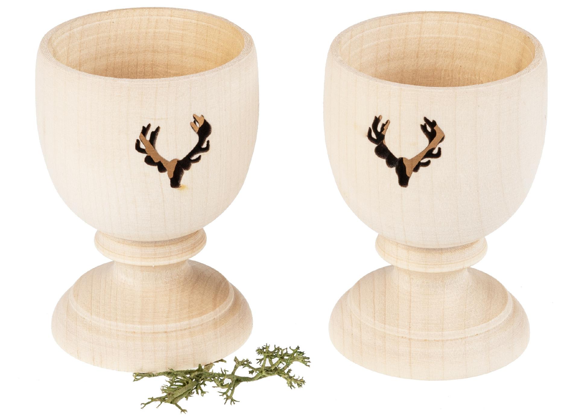 Holz Eierbecher aus Ahorn gedrechselt mit Geweih Design