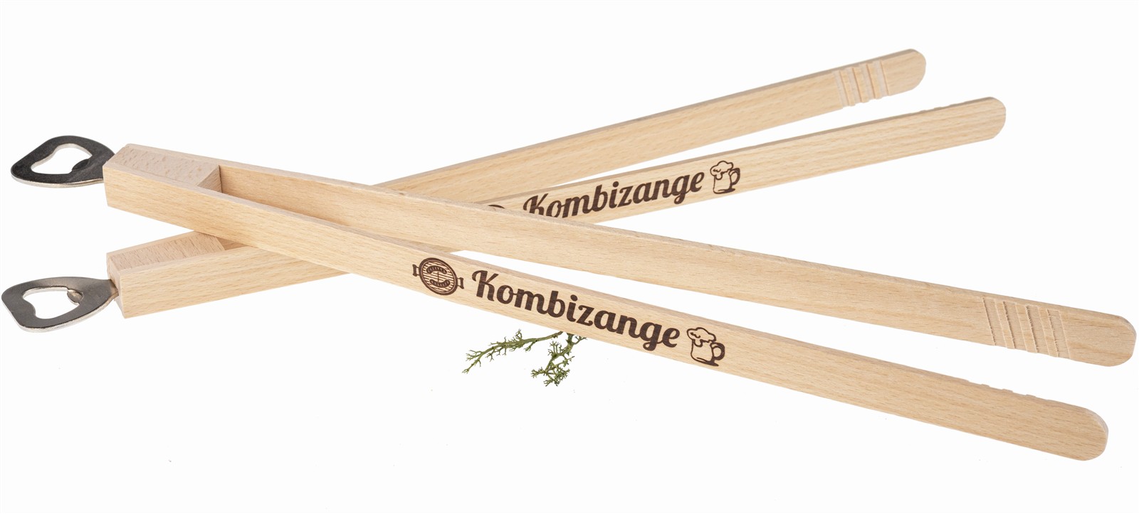 Grillzange / Würstchenzange mit Flaschenöffner und lustigen Sprüchen - Kombizange