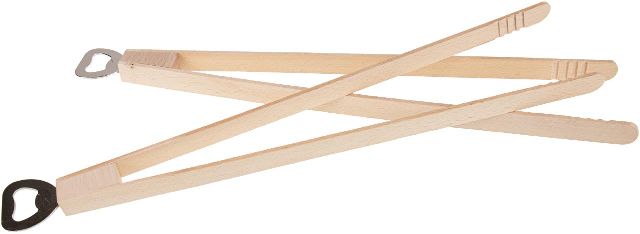 Individualisierte Holz Grillzange Wuerstchenzange mit Flaschenoeffner