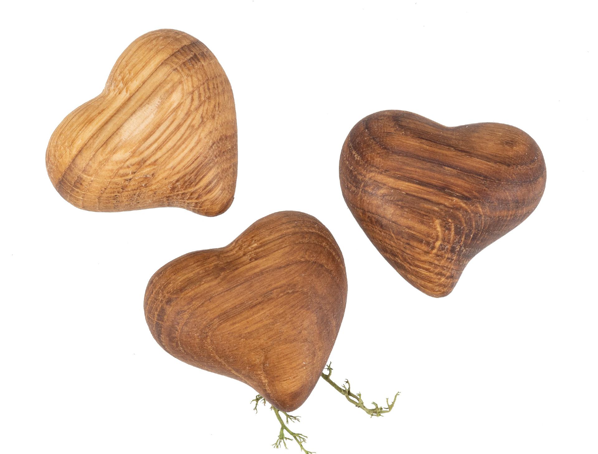 Holz Herz geschwungen Handschmeichler 5,5 x 5 x 3,3 cm aus Eiche geölt