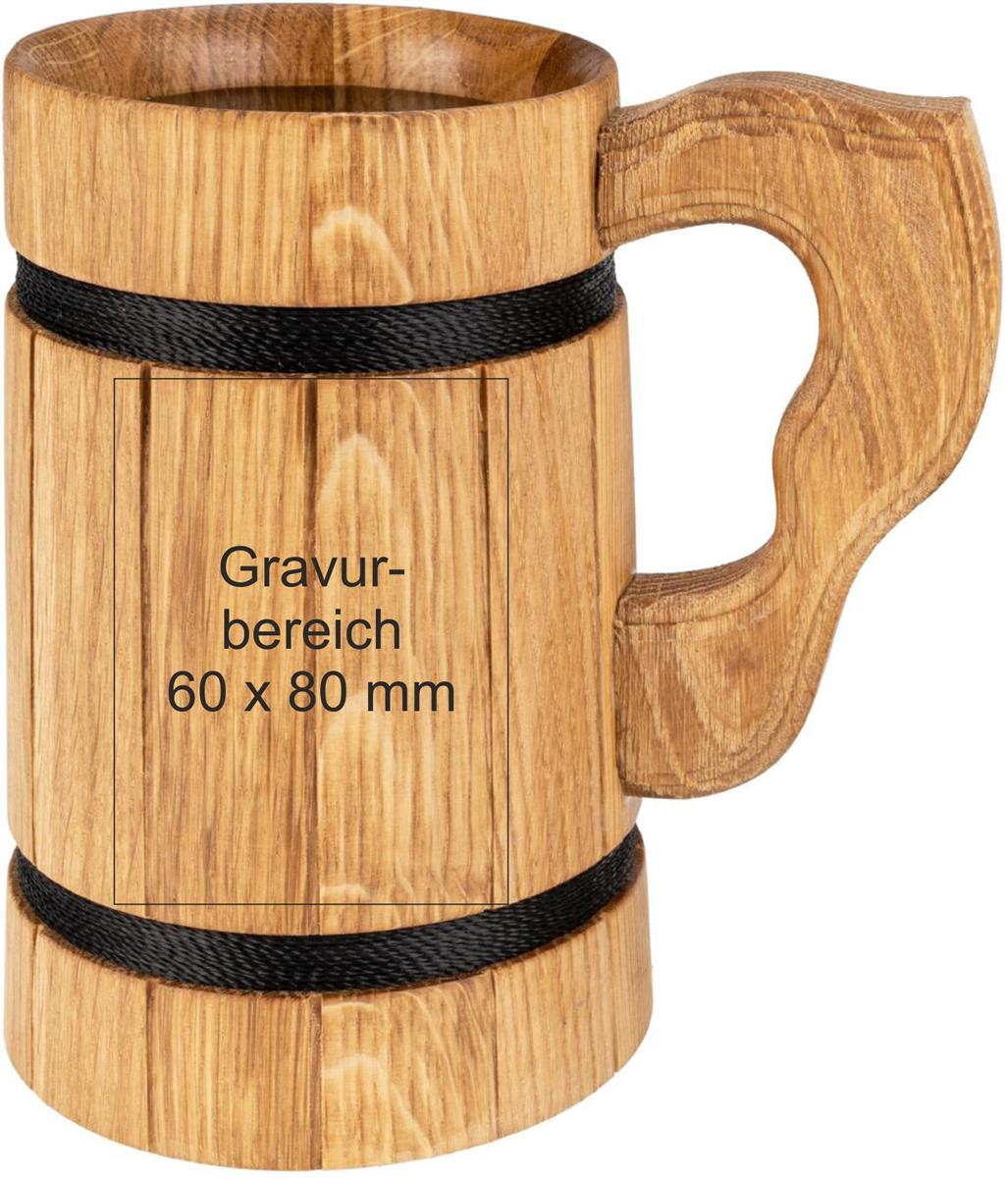 Personalisierter Bierkrug aus geoelter Eiche rustikaler Humpen Krug innenbeschichtet ca