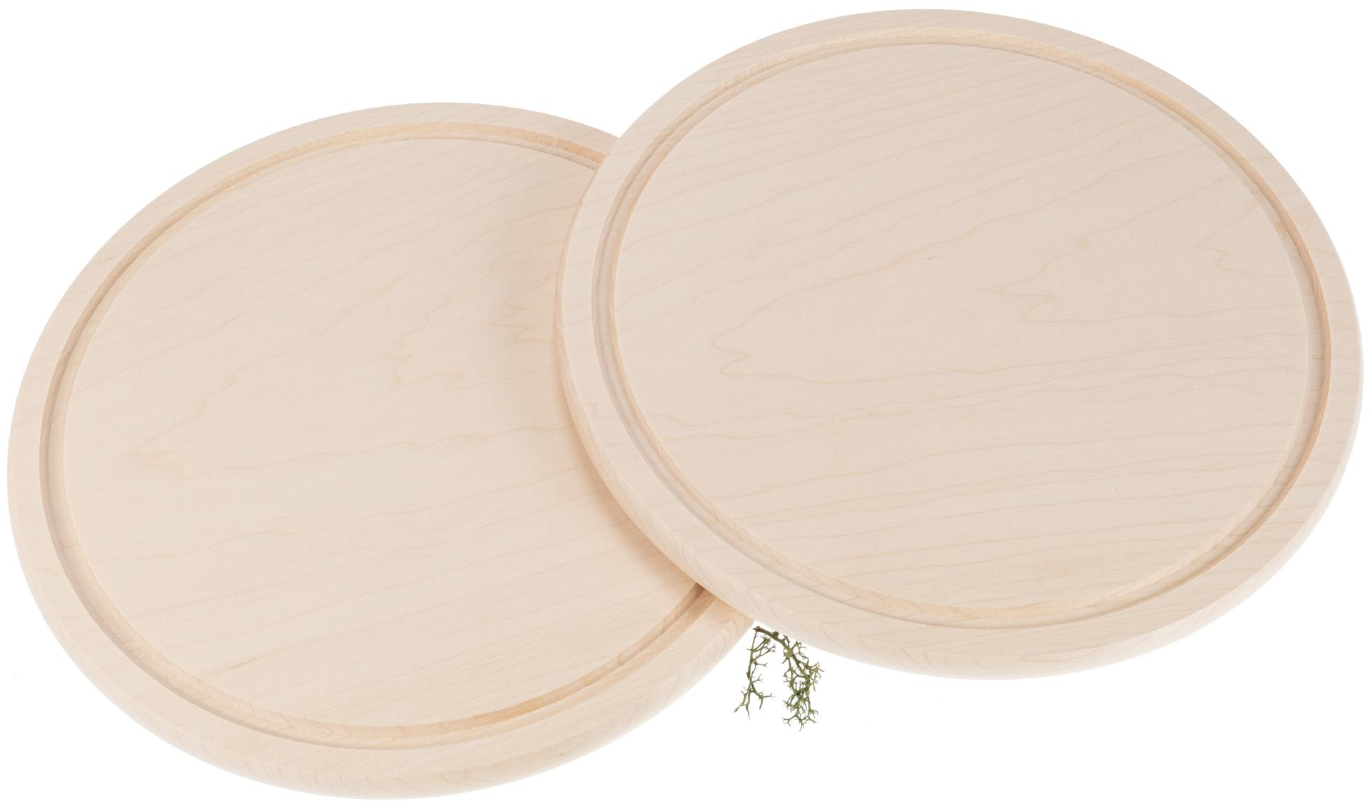 Runde Schneidebretter mit Saftrille aus FSC® Ahorn Holz Ø 26 cm
