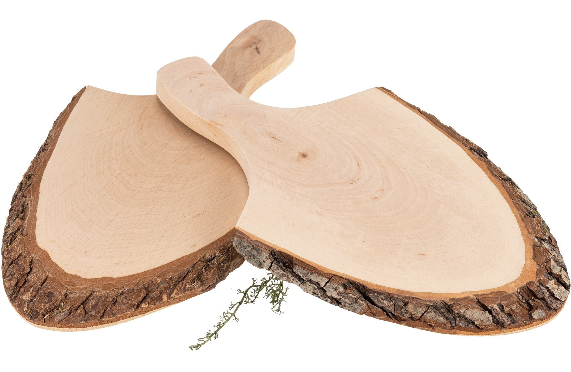 Servierbrett mit Griff & Rinde aus FSC® Erlenholz ca. 27 - 32 x 2 cm lackiert