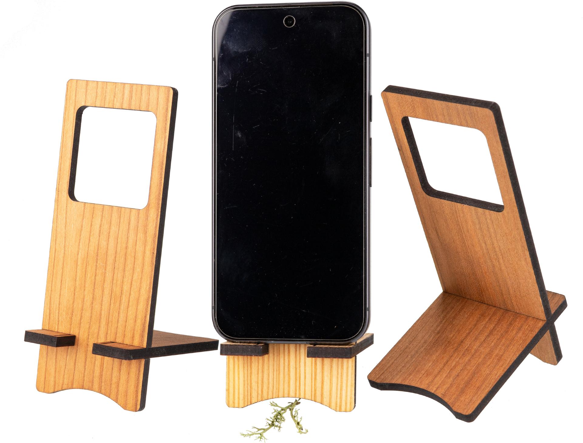 Nachhaltiger Holz Smartphone-Halter | Zum Stellen oder Hängen aus Kirsche geölt