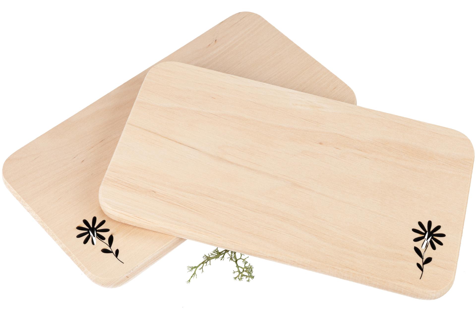 Schneidebrett aus FSC® Erle mit Laserschnitt 22,5 x 12,5 x 1,2 cm - Blume geölt