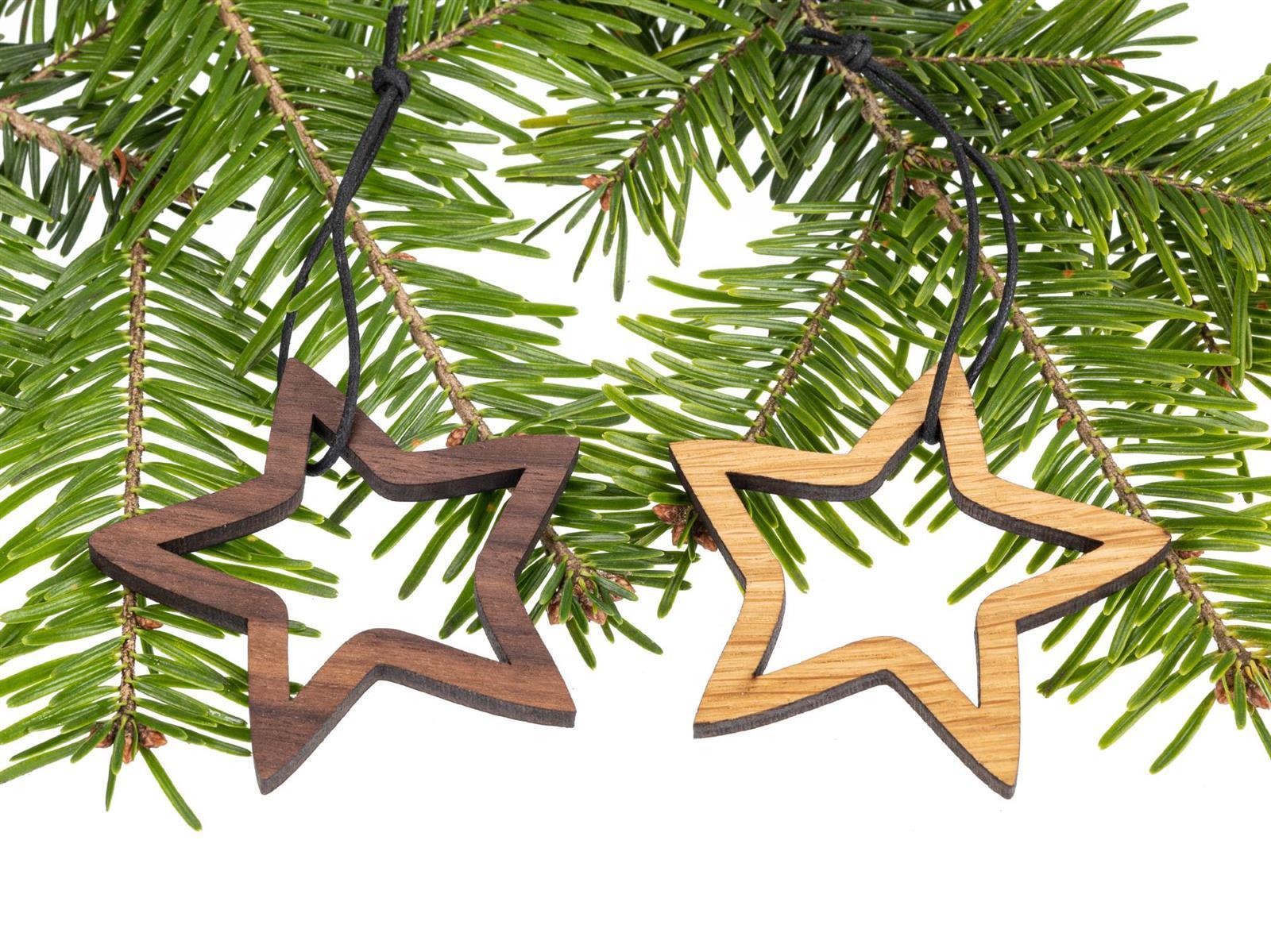 Holz Weihnachtsbaumschmuck Stern in Stern Nussbaum geoelt