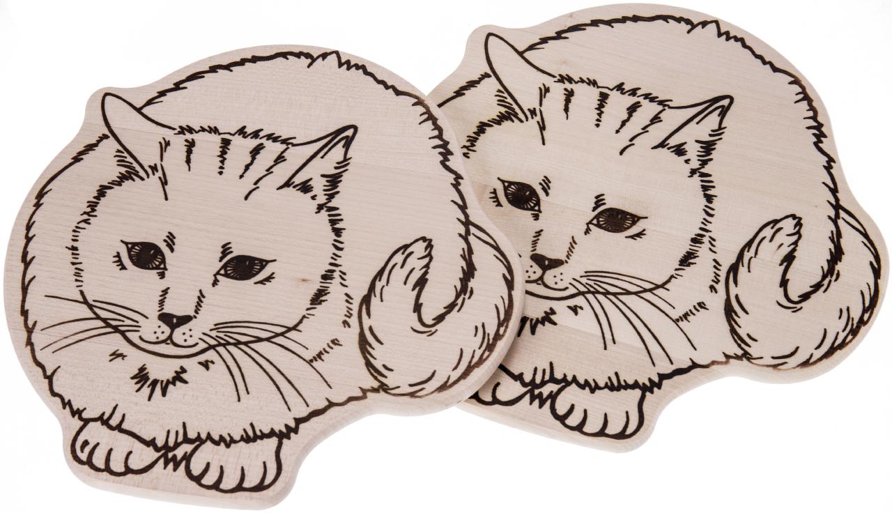 Schneidebrett aus Ahorn Holz in Tierform Katze klein