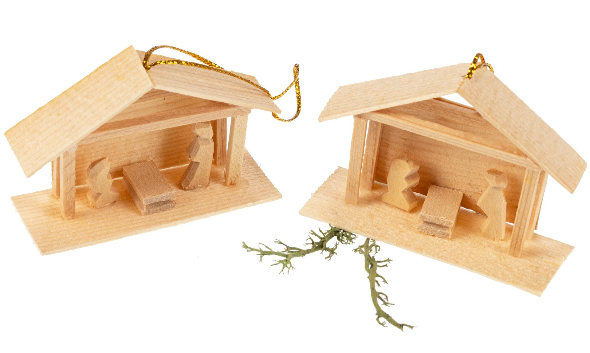 Handgeschnitzter Weihnachtsbaumschmuck | Krippe aus Lindenholz