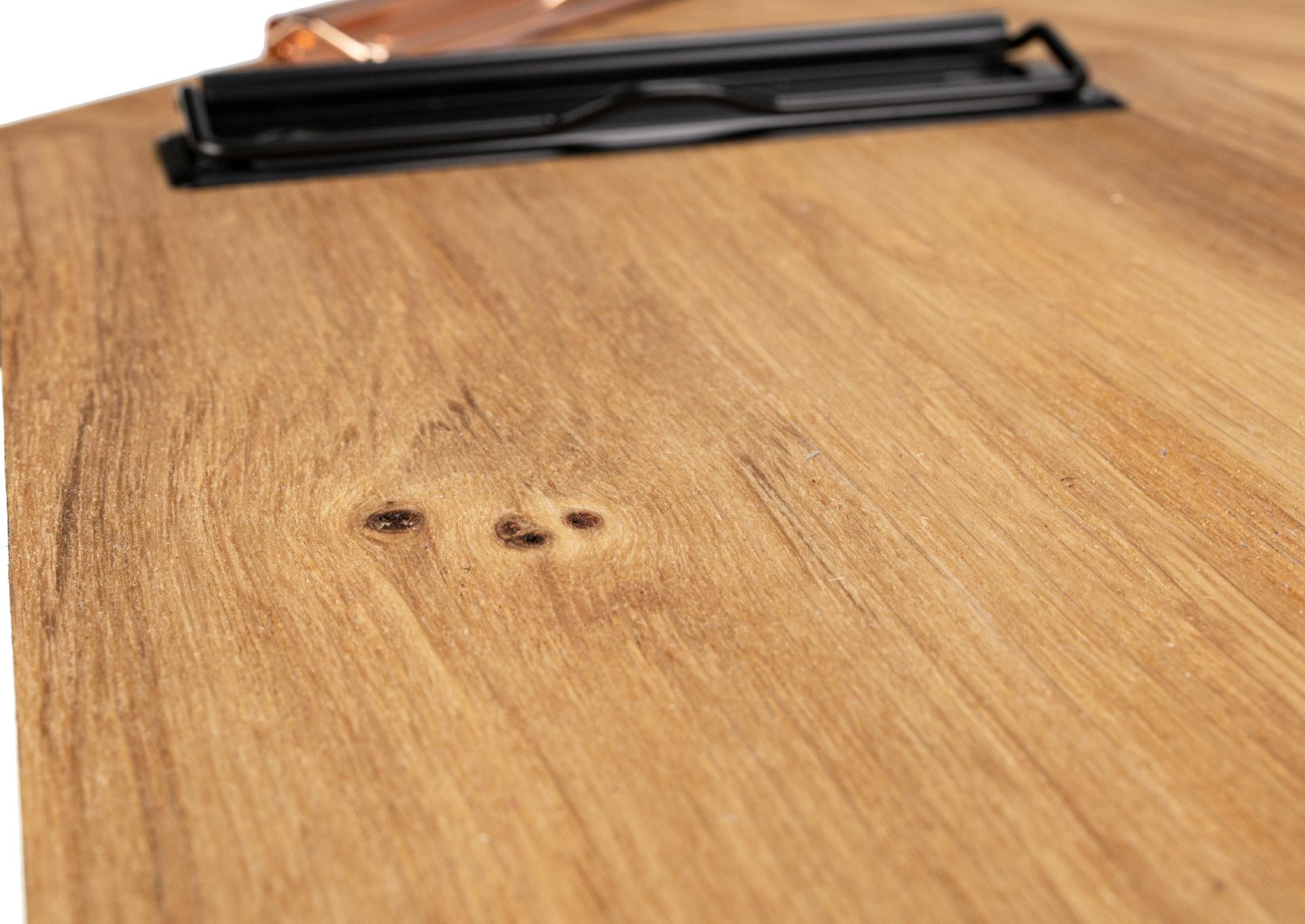 Holz Klemmbrett aus FSC Eiche Kleinastig beidseitig gebuerstet