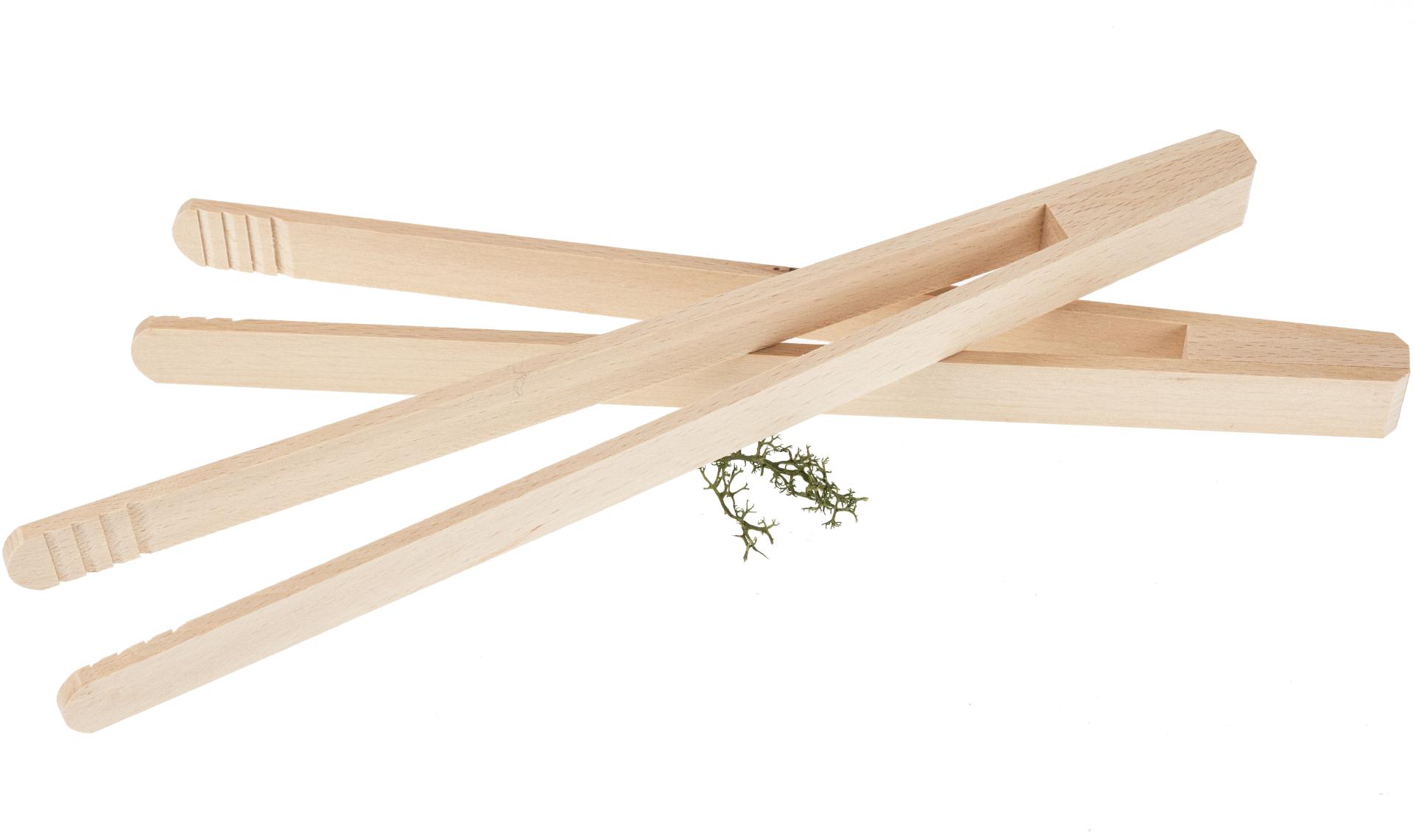 Hochwertige Holz-Grillzange / Würstchenzange aus FSC® Buchenholz 30 cm