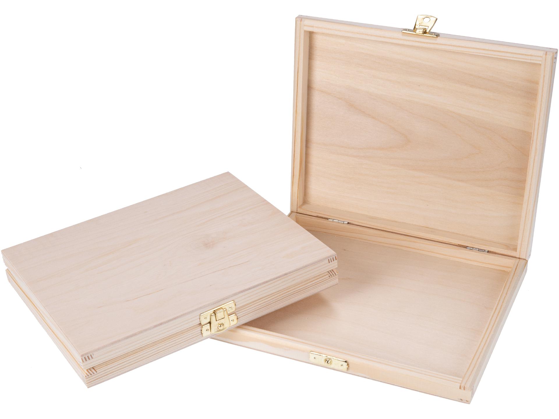 Kleine Klapp Holzkiste Merci 21 x 18 x 3 cm für kleine Geschenke oder Süßigkeiten