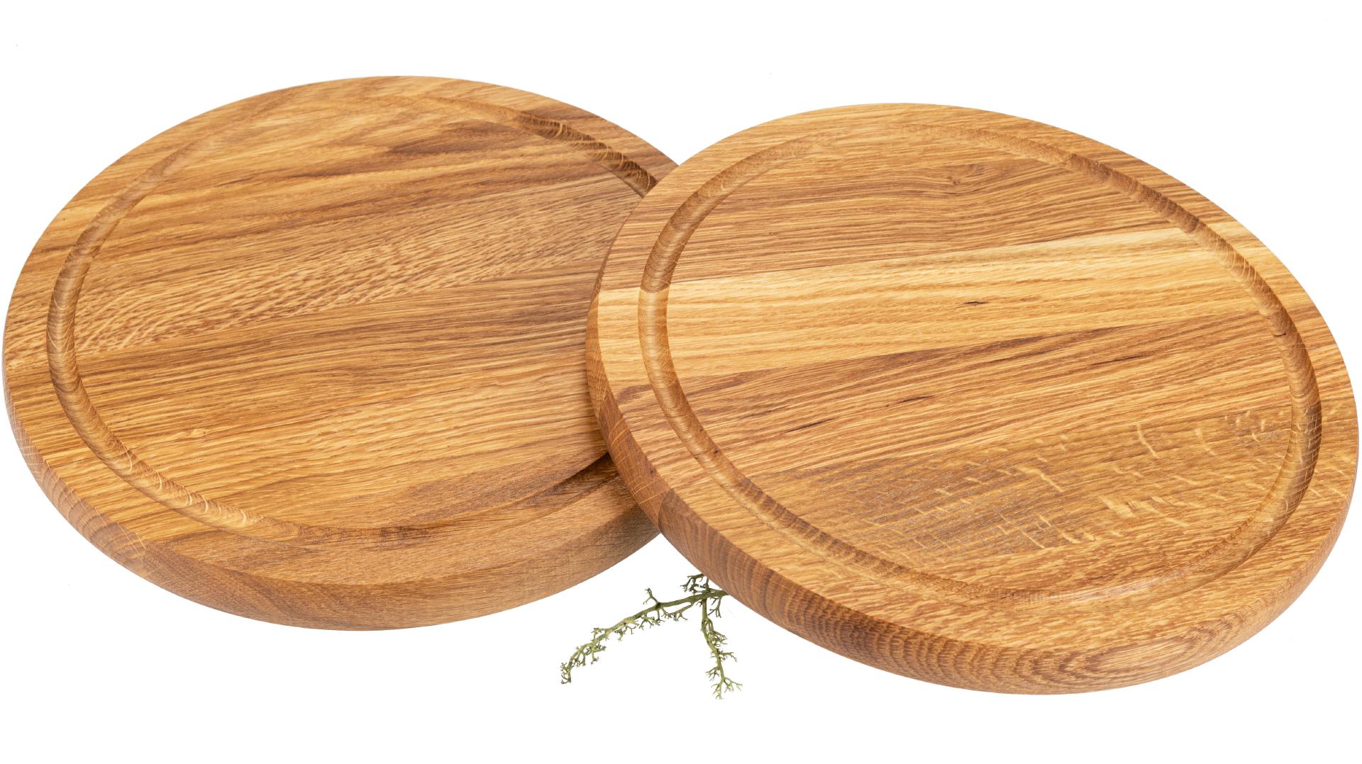 Rundes Holz Schneidebrett aus hochwertiger Eiche geölt - 24,7 x 2,1 cm
