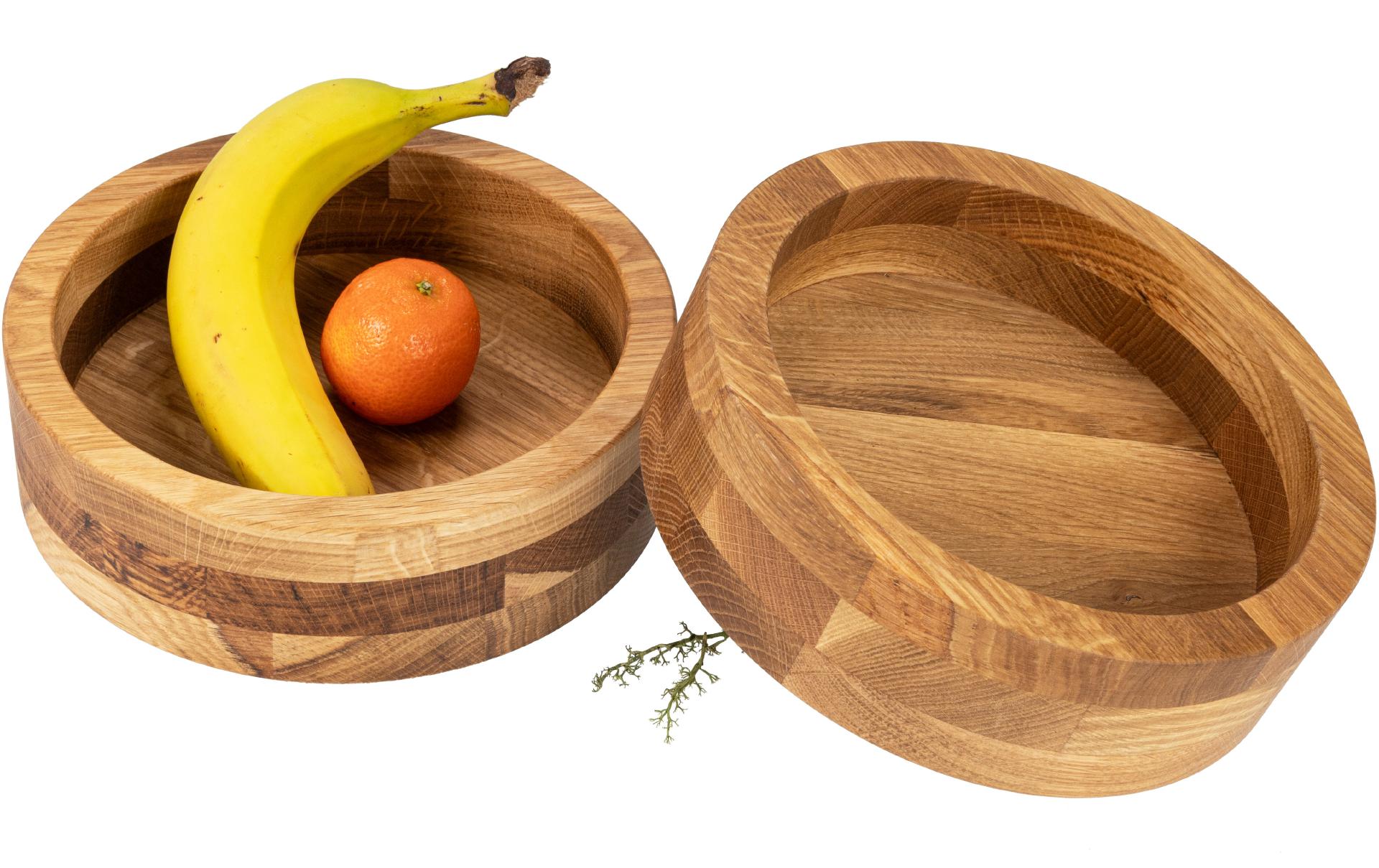 Moderne runde Schale aus Eichenholz - Obstschale - 22 x 6,5 cm