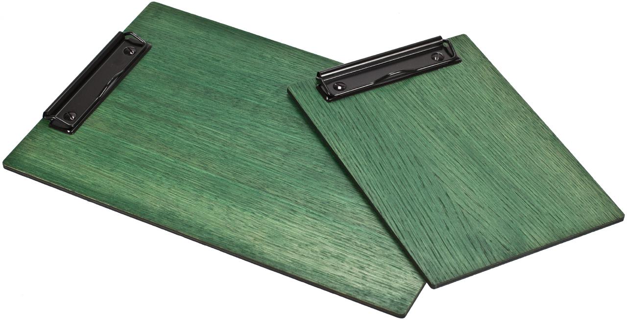 Holz Klemmbrett aus Eiche FSC Gruen gebeizt