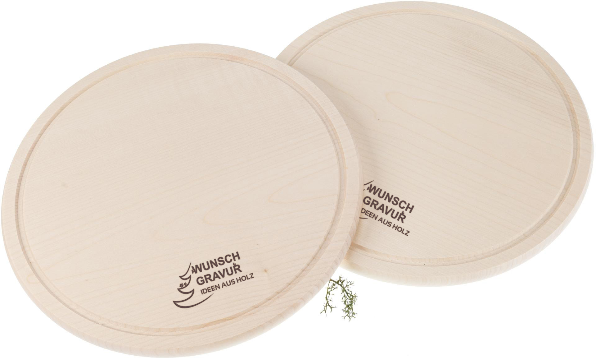 Individuelle Runde Schneidebretter aus FSC® Ahorn Holz mit Lasergravur 28 cm bis 40 cm²