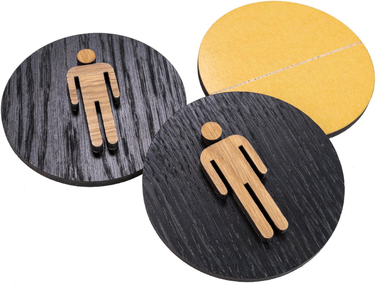 Tuerschild selbstklebend Eiche geoelt auf Eiche schwarz Mann FSC