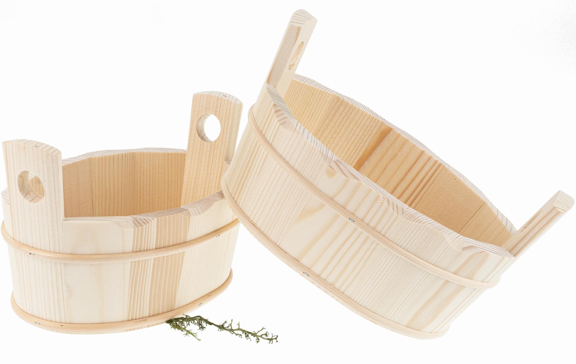 Ovale Wannen fassgebunden aus Fichtenholz - Handgefertigt 22 x 12 x 14,5 cm
