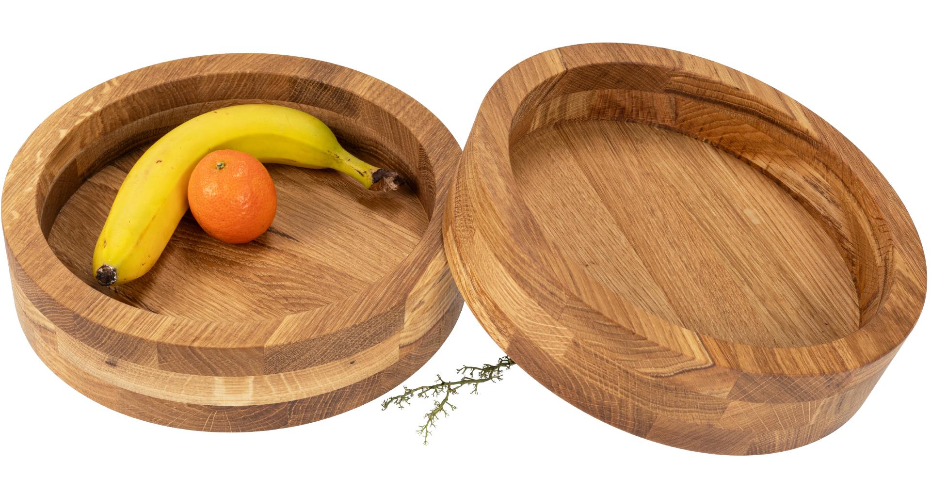 Moderne runde Schale aus Eichenholz - Obstschale - 27 x 6,5 cm