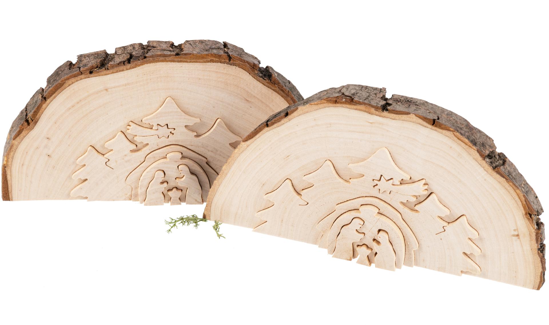 Handgefertigte Krippe aus Erleholz mit Rinde - Weihnachtsdeko ca.14 x 7 cm