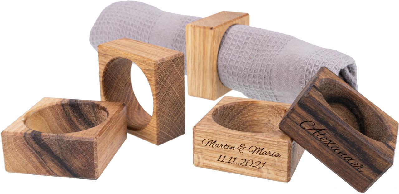 Hochwertiger Serviettenhalter aus geoeltem Nussbaum Holz stilvoller Serviettenring ca