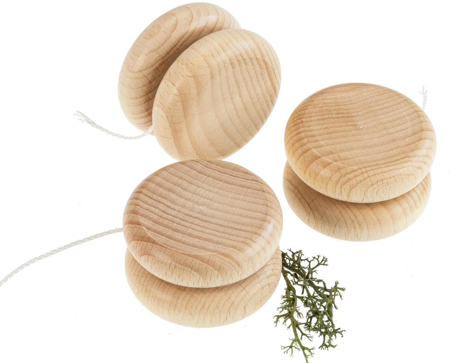 Holz Jojo aus FSC® Zertifizierter Buche lackiert mit weißer Schnur - 5 x 3 cm