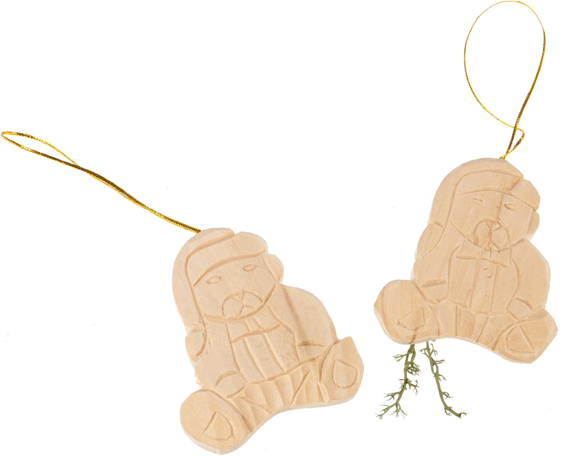 Handgeschnitzter Weihnachtsbaumschmuck | Teddybär aus Lindenholz