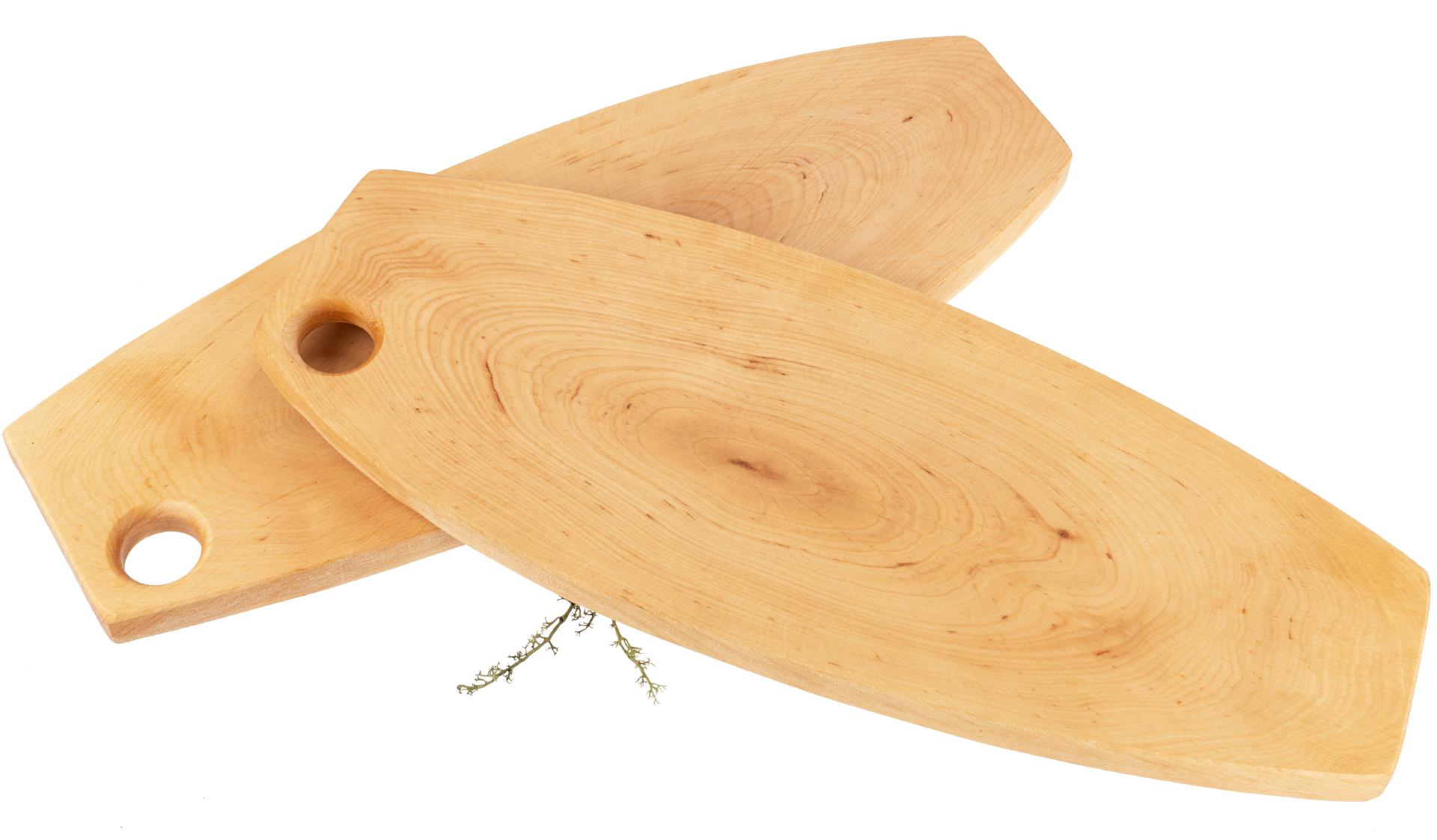 Rustikales Holz Brotzeitbrett mit Loch aus Erle geölt - 44-50 cm