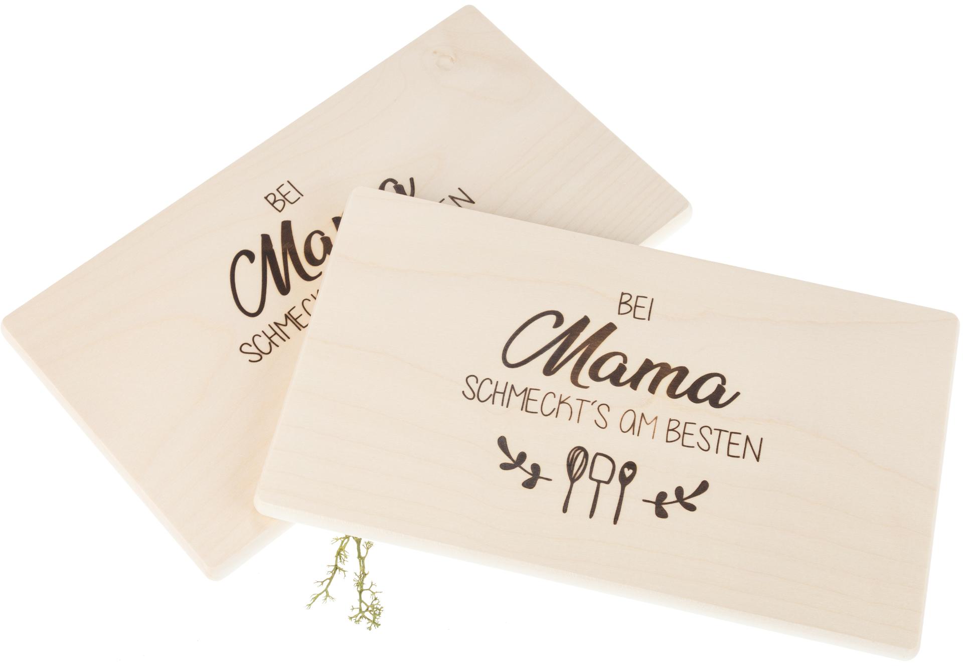 Frühstücksbrett FSC® Ahorn 26 x 15 x 1,2 cm  - Bei Mama schmeckts am besten