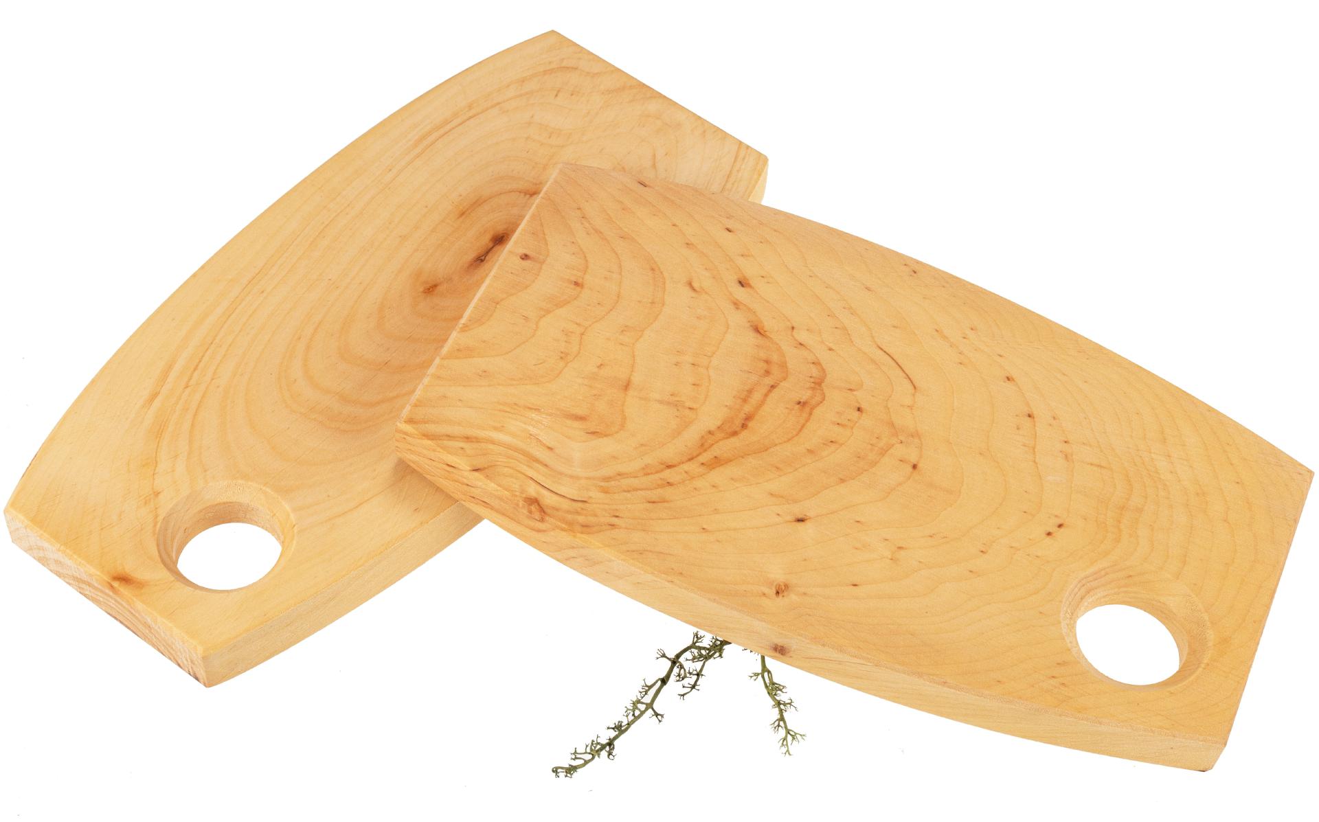 Rustikales Holz Brotzeitbrett mit Loch aus Erle geölt - 23-27 cm