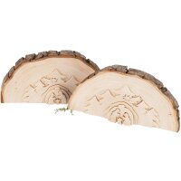Handgefertigte Krippe aus Erleholz mit Rinde -...