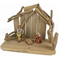 Natural Christmas crib made from driftwood - 27 x 16 x...