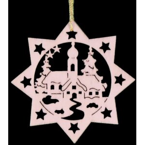 Weihnachts-Anhänger - Sperrholz - diverse Motive - 10er Set - Kirche