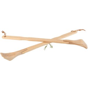 High-quality back scratcher made of oiled beech wood with leather strap