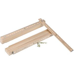 2 Meter Zollstock Natur Klar Lackiert | Meterstab Winkelanzeige & Einrastung