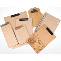 Wooden clipboard made of larch raw DIN A4 silver clamp...
