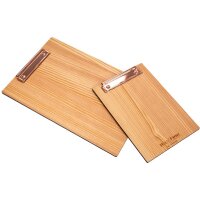 Wooden clipboard made of larch raw DIN A4 silver clamp without