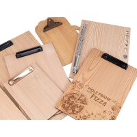 Wooden clipboard made of larch raw DIN A4 silver clamp without