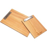 Wooden clipboard made of larch raw DIN A4 silver clamp without
