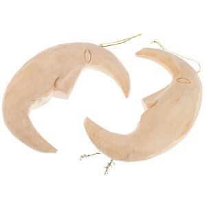 Hand-carved Christmas tree ornament | Moon 19 cm made of lime wood