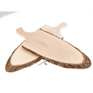 Servierbrett mit Griff & Rinde aus FSC® Erlenholz ca. 42 - 56 x 2,5 cm roh