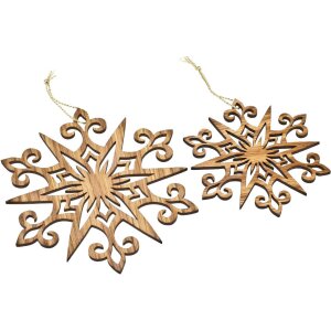 Star pendant made of oiled FSC® oak wood 5mm with golden cord 17 cm - pointed star motif