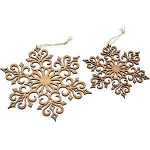 Star pendant made of oiled FSC® oak wood 5mm with golden cord 17 cm - filigree star motif