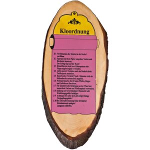 Bark disk approx. 35 cm - Screen printing: Kloordnung