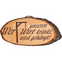 Rindenscheibe 32cm Rindenspruch Siebdruck " Wer...