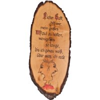Rindenscheibe, ca. 35 cm, lack., Druck: " Lieber...