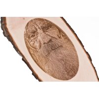Baumscheibe mit Fotogravur 40–46 cm oval – FSC® Erle Holz graviert
