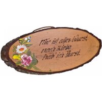 Rindenscheibe , 24 - 26 cm, lack., handbem.,handgebrannt:...