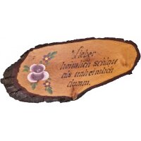 Rindenscheibe , 24 - 26 cm, lack., handbem.,handgebrannt:...