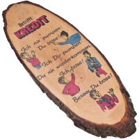 Rindenscheibe, ca. 30 cm, bemalt, Druck: Betrifft...